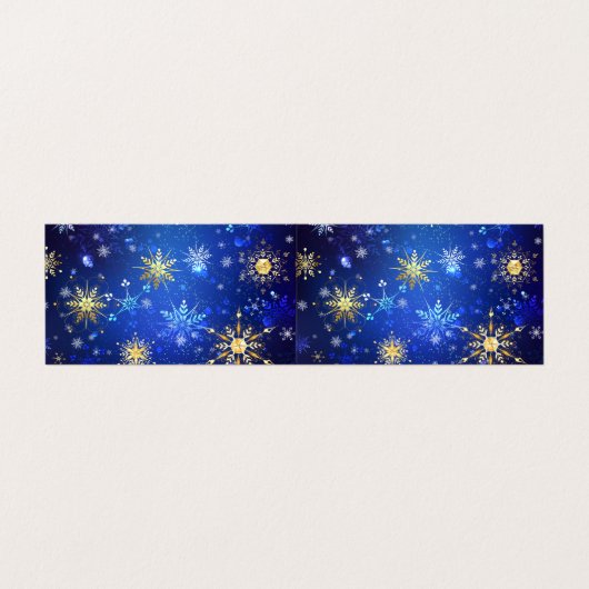 Kerstmis Blauwe Achtergrond met Gouden Sneeuwvlokk Visitekaartje (Buitenkant ongevouwen)