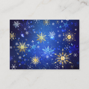 Kerstmis Blauwe Achtergrond met Gouden Sneeuwvlokk Visitekaartje