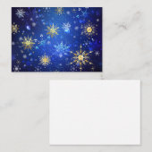 Kerstmis Blauwe Achtergrond met Gouden Sneeuwvlokk Visitekaartje (Voorkant / Achterkant)