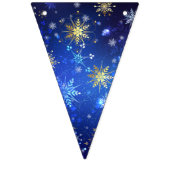 Kerstmis Blauwe Achtergrond met Gouden Sneeuwvlokk Vlaggetjes (Derde vlag)