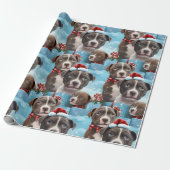 Kerstmis Blauwe en Witte Pitbull Pups Cadeaupapier (Uitgerold)