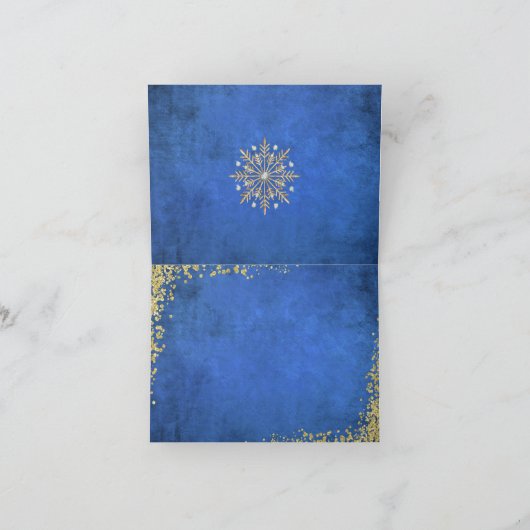 Kerstmis Blauwe & goudfeestdag Feestdagen Kaart (Binnen)