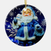 KERSTMIS BLAUWE IJSKRISTALLEN KERAMISCH ORNAMENT (Voorkant)
