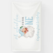 Kerstmis Blauwe Kerstman Eerste Verjaardag Spandoek (Verticaal)
