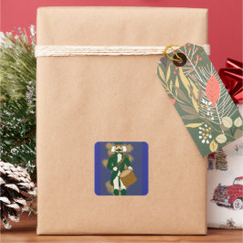 Kerstmis Blauwe Notenkraker Vierkante Sticker