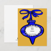 Kerstmis Blauwe Ornament Uitnodiging Kaart (Voorkant / Achterkant)