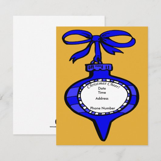 Kerstmis Blauwe Ornament Uitnodiging Kaart (Voorkant / Achterkant)