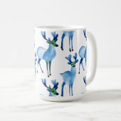 Kerstmis Blauwe Rendieren Koffiemok (Voorkant rechts)