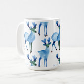 Kerstmis Blauwe Rendieren Koffiemok (Voorkant links)