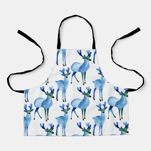 Kerstmis Blauwe Rendieren Schort (Voorkant)