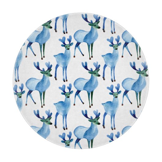 Kerstmis Blauwe Rendieren Snijplank (Voorkant)