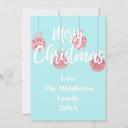 Kerstmis: Blauwe roze roze groet Aankondiging (Achterkant)