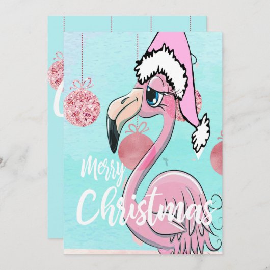 Kerstmis: Blauwe roze roze groet Aankondiging (Voorkant / Achterkant)