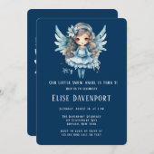 Kerstmis Blauwe Sneeuw Engel Meisje Verjaardagsfee Kaart (Voorkant / Achterkant)