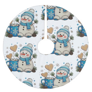 Kerstmis Blauwe Sneeuwman Winter Warme Chocolade D Kerstboom Rok