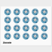 Kerstmis - Blauwe Sneeuwvlok - Amerikaanse Eskimo Ronde Sticker (Vel)
