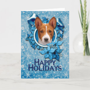 Kerstmis - Blauwe Sneeuwvlok - Basenji Feestdagen Kaart