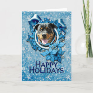 Kerstmis - Blauwe Sneeuwvlok - Rottweiler SambaPar Feestdagen Kaart