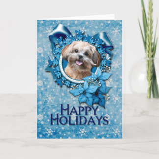 Kerstmis - Blauwe Sneeuwvlok - ShihPoo - Maggie Feestdagen Kaart