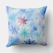 Kerstmis blauwe sneeuwvlokken aangepaste monogram kussen (Achterkant)