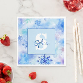 Kerstmis blauwe sneeuwvlokken aangepaste monogram servet
