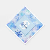 Kerstmis blauwe sneeuwvlokken aangepaste monogram servet (Hoek)