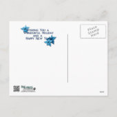 Kerstmis - Blauwe Sneeuwvlokken - Yorkshire Terrie Feestdagenkaart (Achterkant)