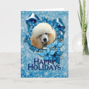 Kerstmis - Blauwe Snowflake - Poodle - Abrit Feestdagen Kaart