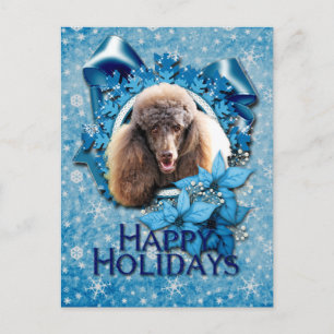 Kerstmis - Blauwe Snowflake - Poodle - Chocolade Feestdagenkaart