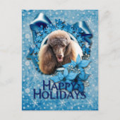 Kerstmis - Blauwe Snowflake - Poodle - Chocolade Feestdagenkaart (Voorkant)