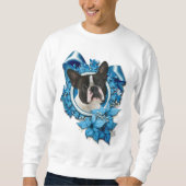 Kerstmis - Blauwe Snowflakes - Boston Terrier Trui (Voorkant)