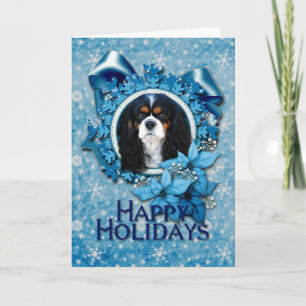 Kerstmis - Blauwe Snowflakes - Cavaliers Feestdagen Kaart