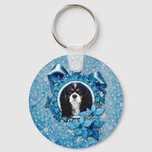Kerstmis - Blauwe Snowflakes - Cavaliers Sleutelhanger