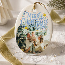 Kerstmis Blauwe Typografie Gebogen Foto 
