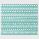 Kerstmis Blauwgroen Snowflake Reindeer Holiday Cadeaupapier (Vlak)