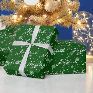 Kerstmis BLIJ Tekst In Sneeuwvlokken Cadeaupapier