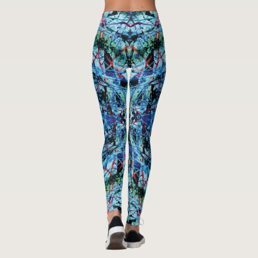 Kerstmis Bloedbad Blauw, Rood spatten Leggings (Achterkant)