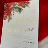 Kerstmis bloeien klassieke kerstfeest goud folie uitnodiging