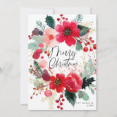Kerstmis Bloem Kranse Vakantie Feestdagenkaart (Voorkant)