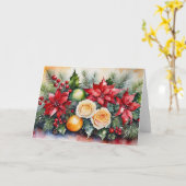 Kerstmis Bloemen Arrangement Kaart (Gele Bloem)