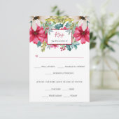 Kerstmis Bloemen Bruiloft | Maaltijdkeuze RSVP Kaartje (Staand voorkant)