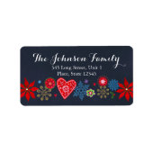 Kerstmis | Bloemen en sneeuwvlokken | Adres Etiket (Voorkant)