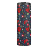 Kerstmis | Bloemen en sneeuwvlokken | Thermische g Thermosbeker (Achterkant)