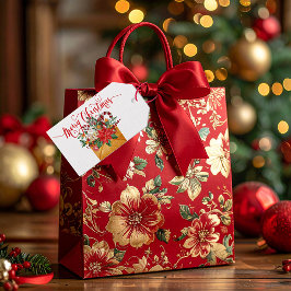 Kerstmis bloemen envelop cadeaulabel