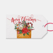 Kerstmis bloemen envelop cadeaulabel (Voorkant (Horizontaal))