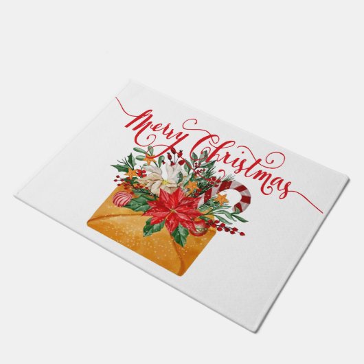 Kerstmis bloemen envelop deurmat (Schuin)