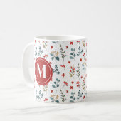Kerstmis Bloemen Eucalyptus Bessen Monogram Koffiemok (Voorkant links)