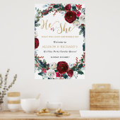 Kerstmis Bloemen Geslacht Onthullen Vakantie Party Poster (Keuken)