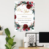 Kerstmis Bloemen Geslacht Onthullen Vakantie Party Poster (Thuiskantoor)