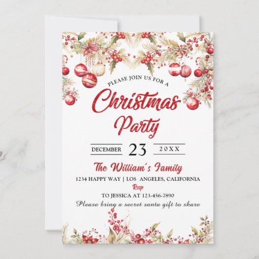 Kerstmis Bloemen Kerstfeest Kaart (Voorkant)